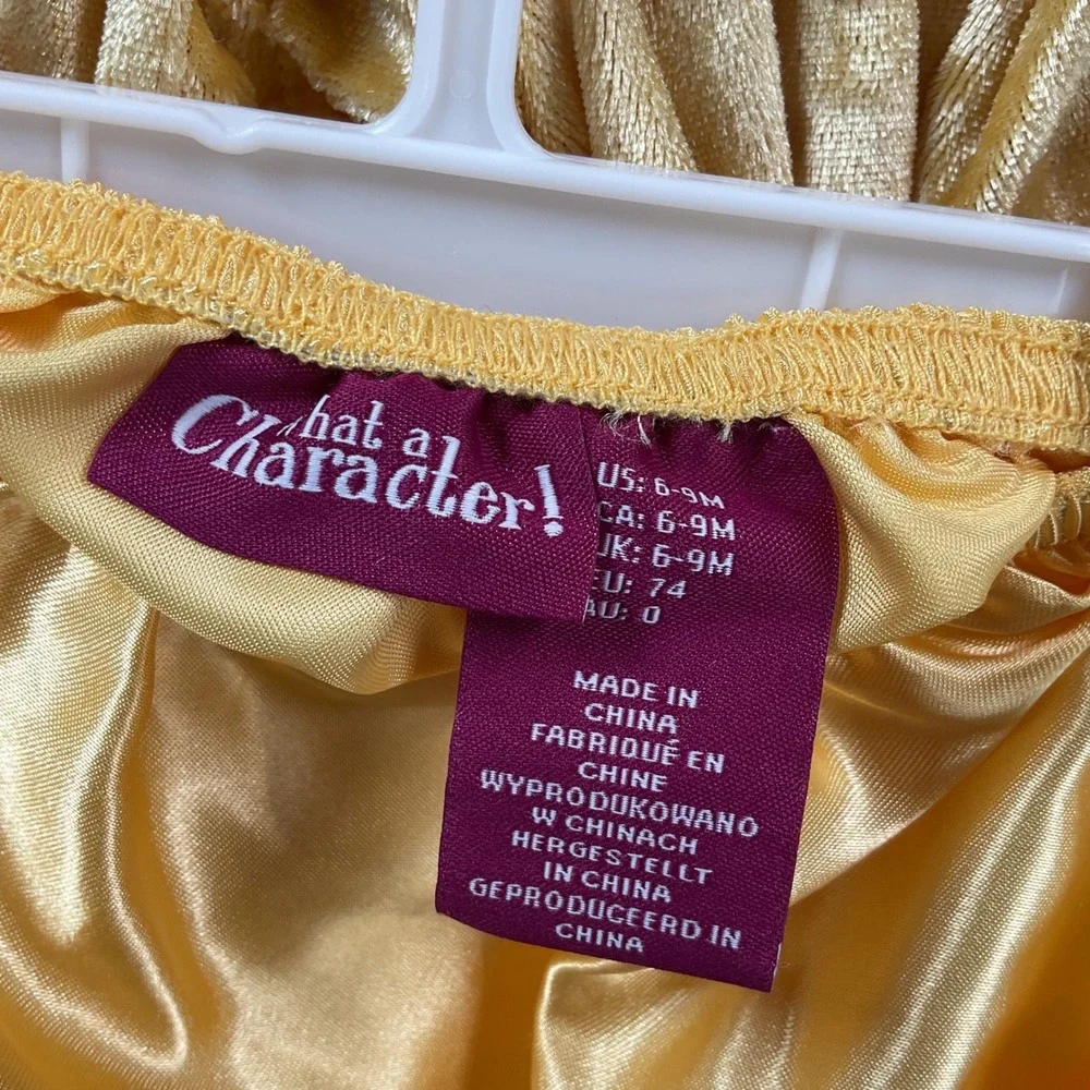 What a Character! Yellow Belle Princess Costume Dress Bloomers Headband 6-9M